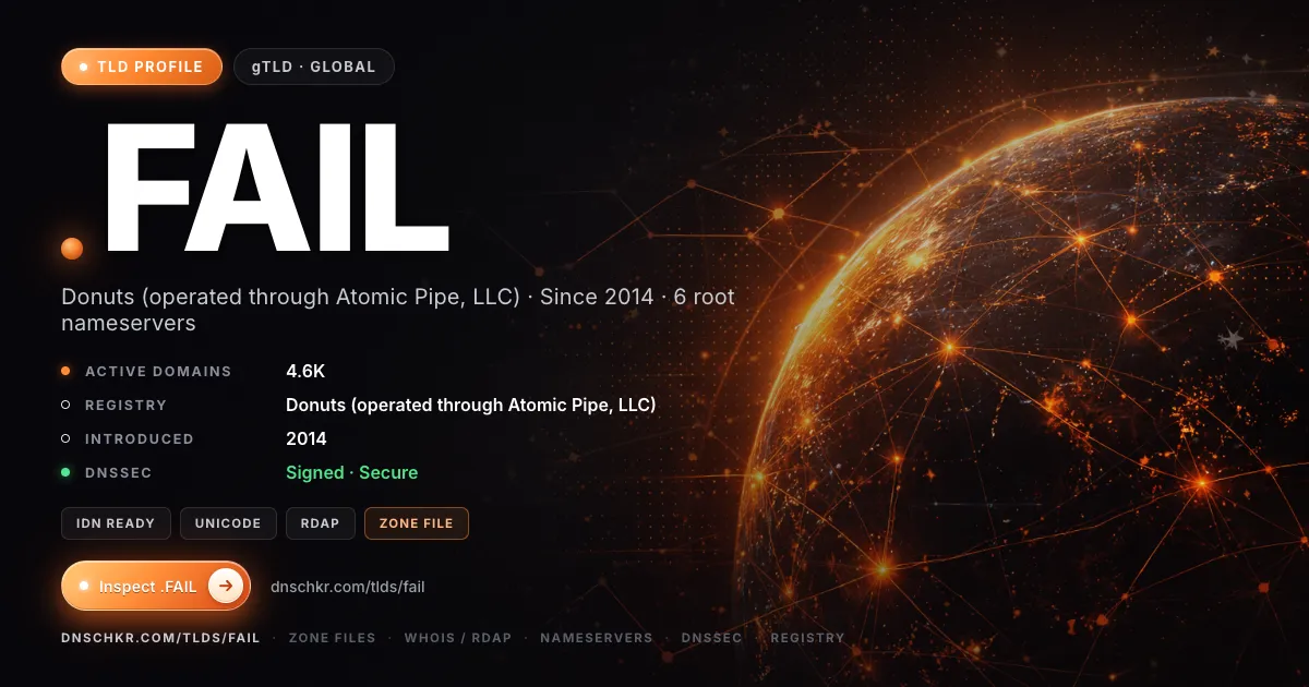 .fail TLD — domains, registry, and DNSSEC overview
