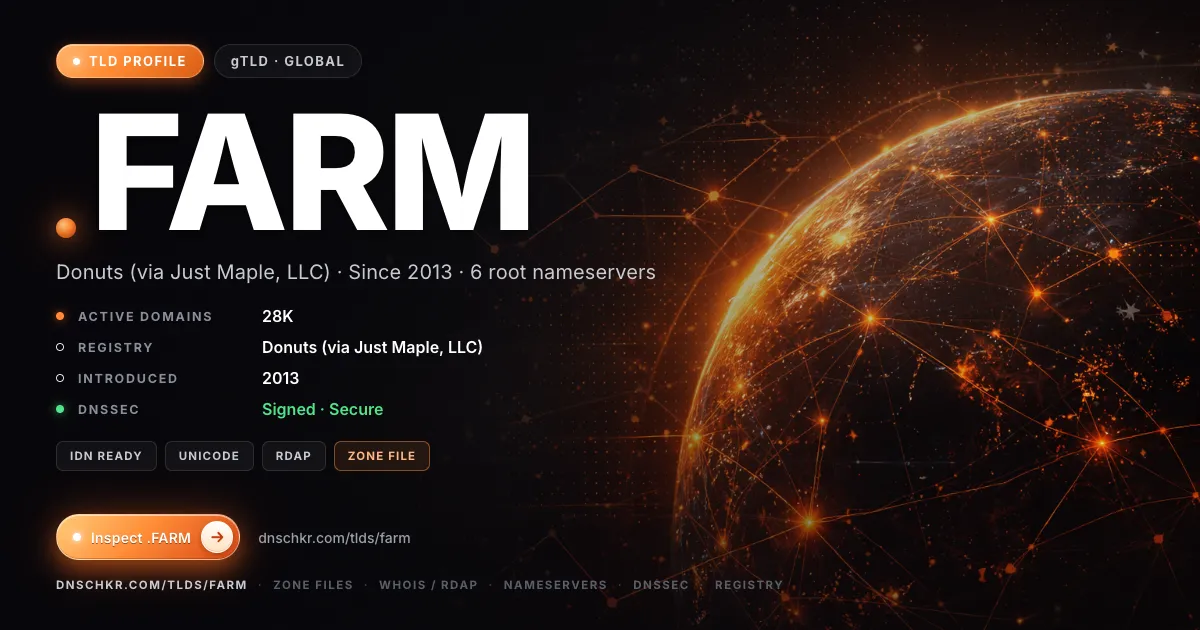 .farm TLD — domains, registry, and DNSSEC overview