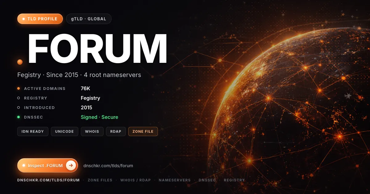 .forum TLD — domains, registry, and DNSSEC overview