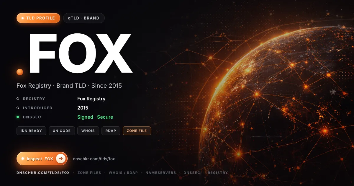 .fox TLD — domains, registry, and DNSSEC overview