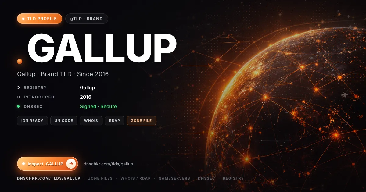 .gallup TLD — domains, registry, and DNSSEC overview