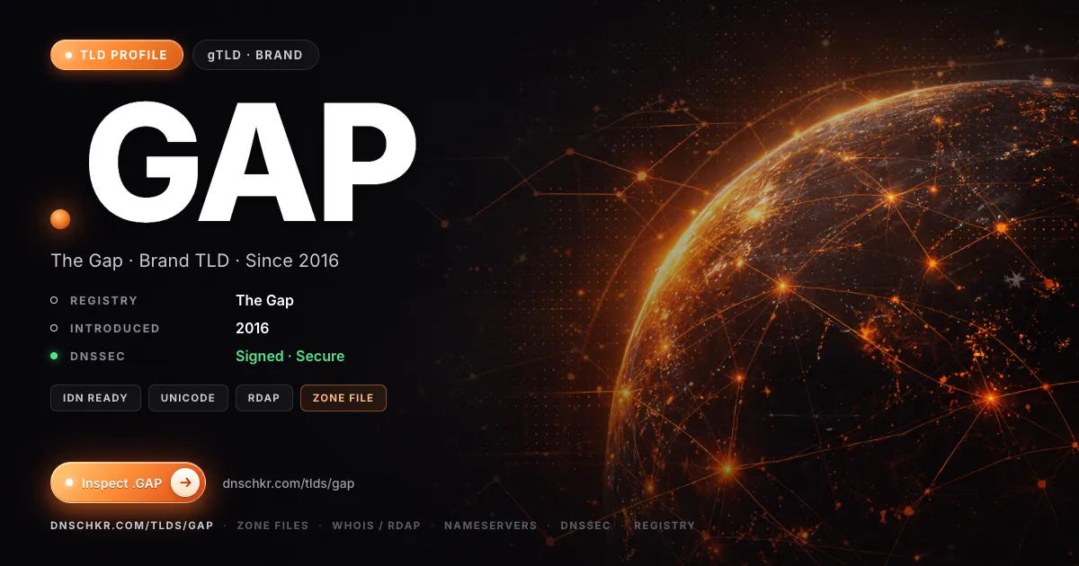 .gap TLD — domains, registry, and DNSSEC overview