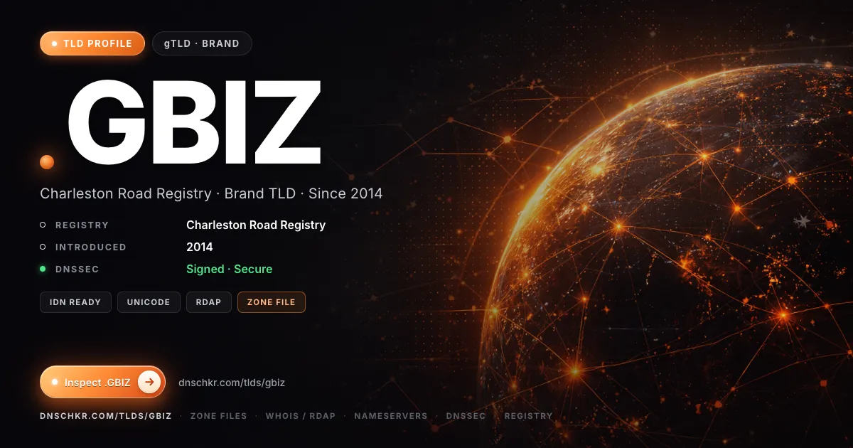 .gbiz TLD — domains, registry, and DNSSEC overview