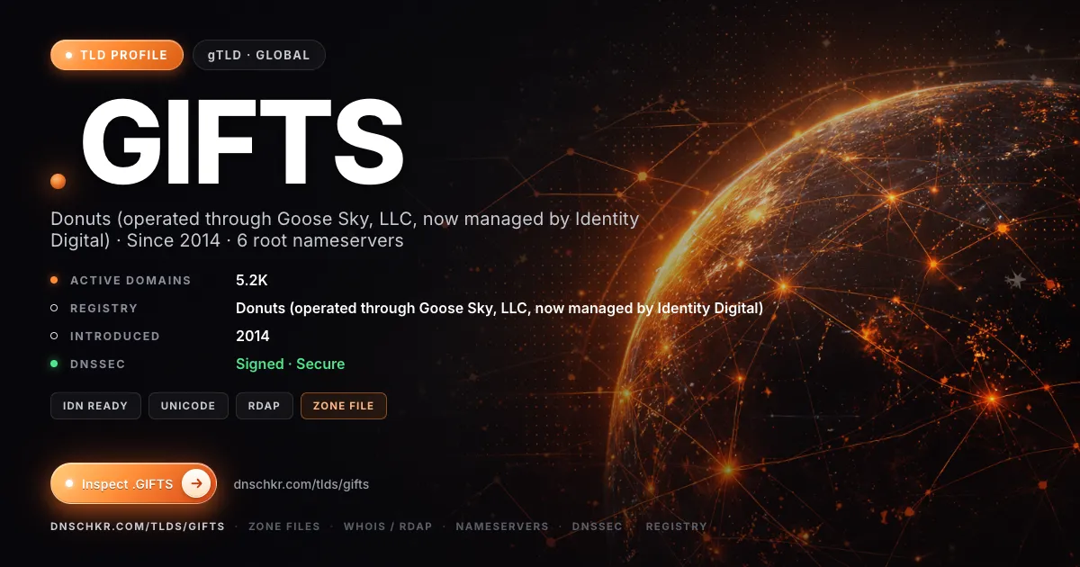 .gifts TLD — domains, registry, and DNSSEC overview