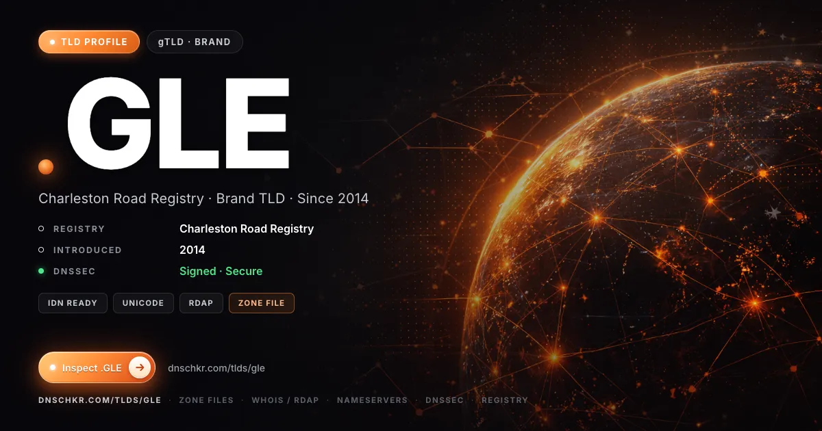 .gle TLD — domains, registry, and DNSSEC overview
