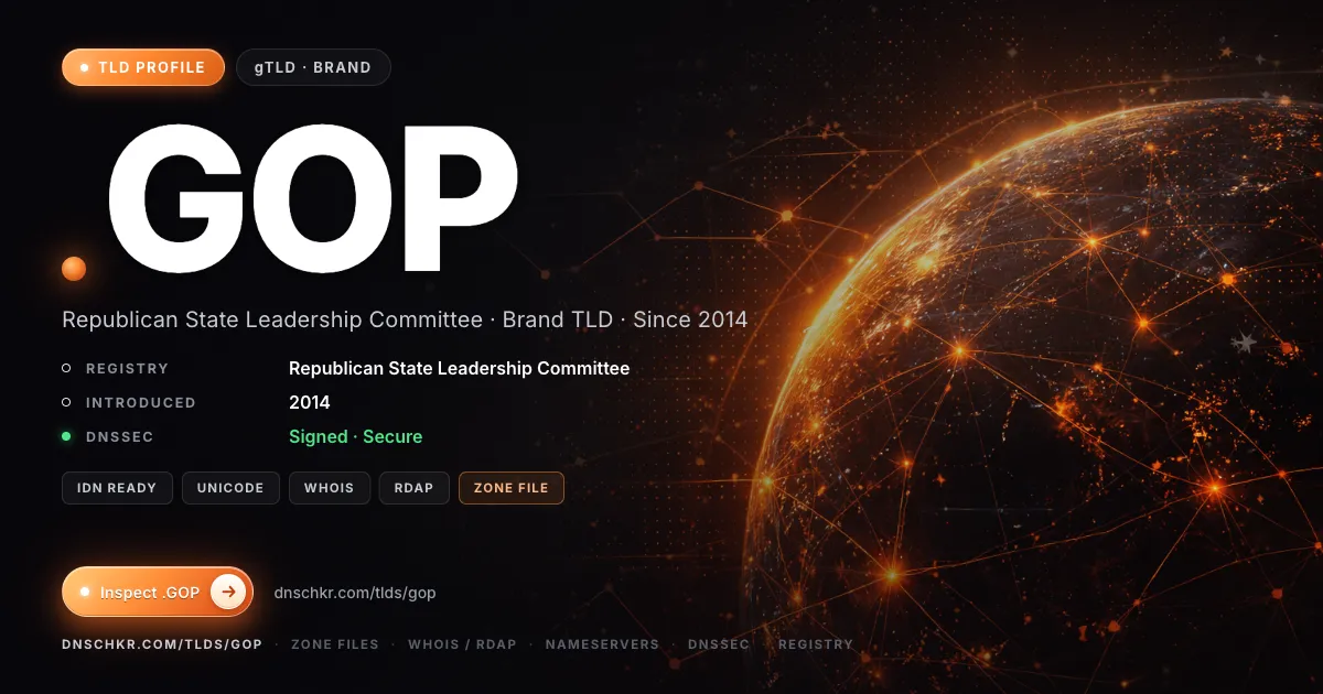 .gop TLD — domains, registry, and DNSSEC overview