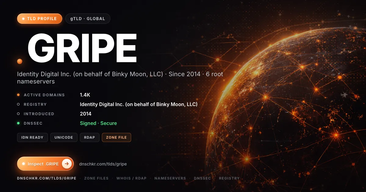 .gripe TLD — domains, registry, and DNSSEC overview