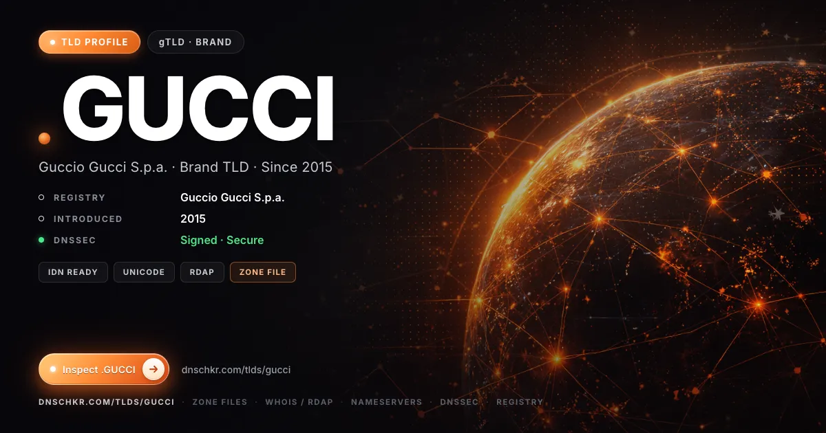 .gucci TLD — domains, registry, and DNSSEC overview