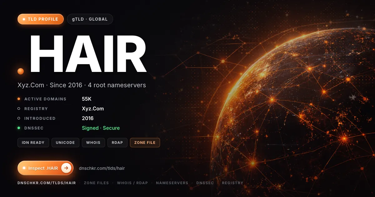 .hair TLD — domains, registry, and DNSSEC overview