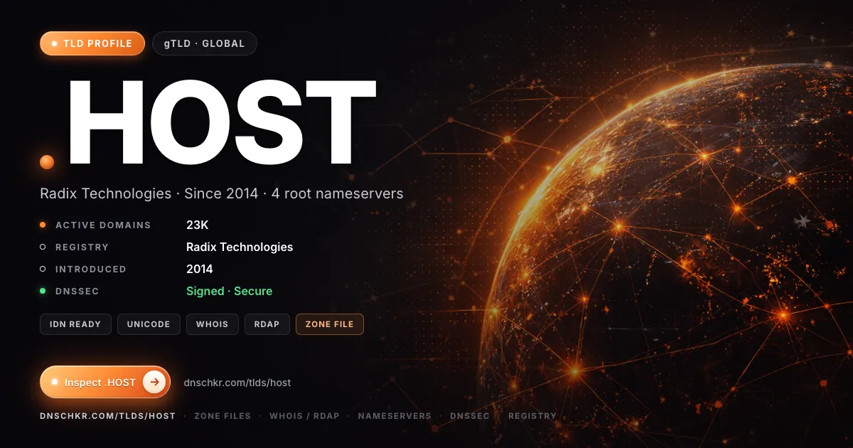 .host TLD — domains, registry, and DNSSEC overview