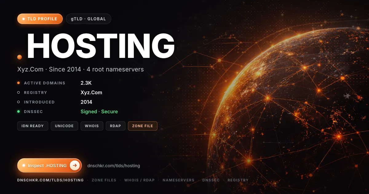 .hosting TLD — domains, registry, and DNSSEC overview