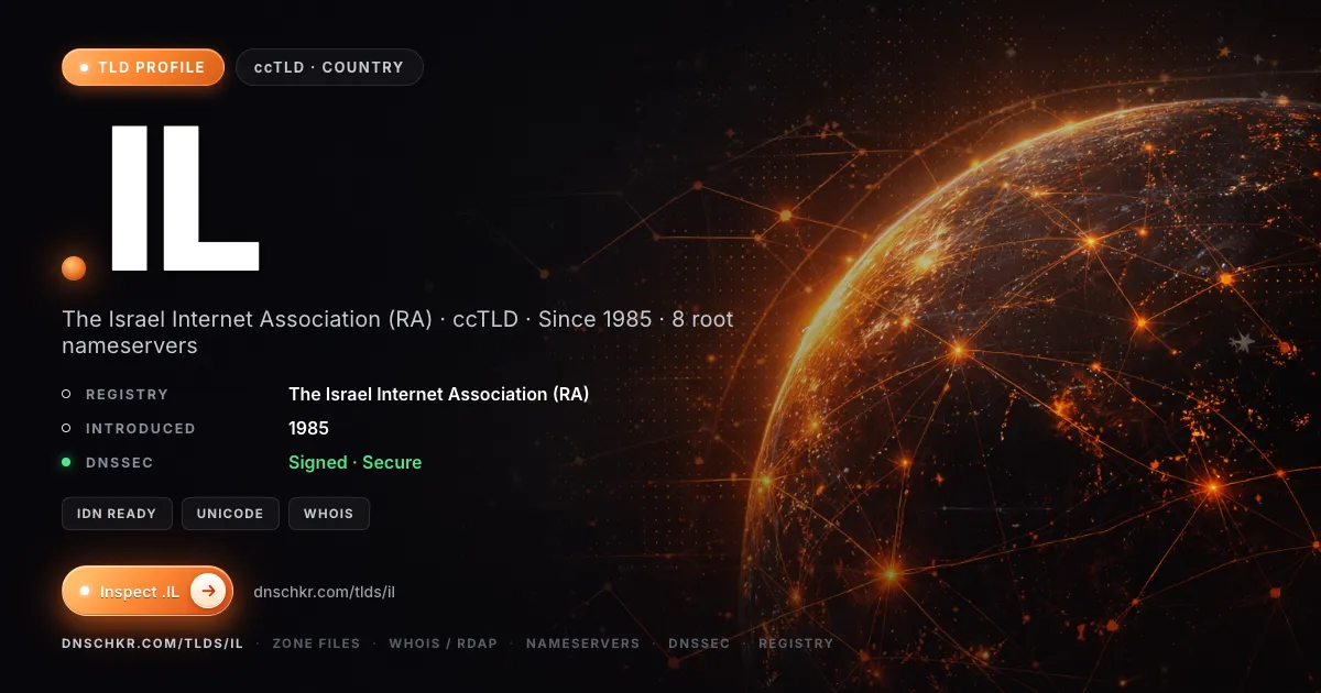.il TLD — domains, registry, and DNSSEC overview
