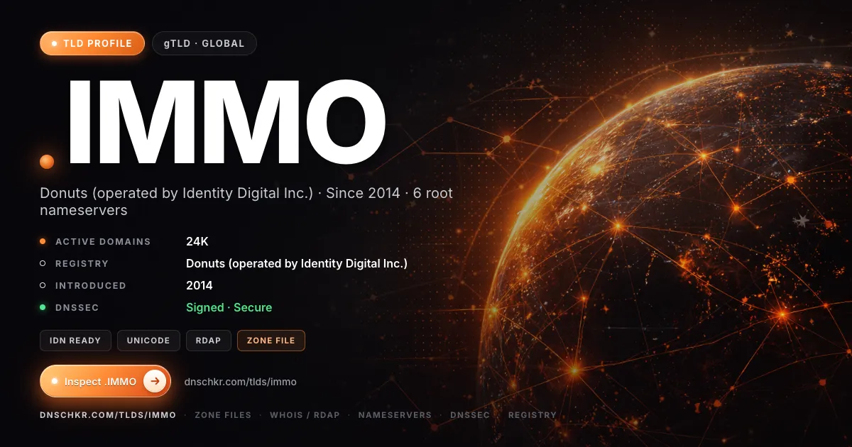 .immo TLD — domains, registry, and DNSSEC overview