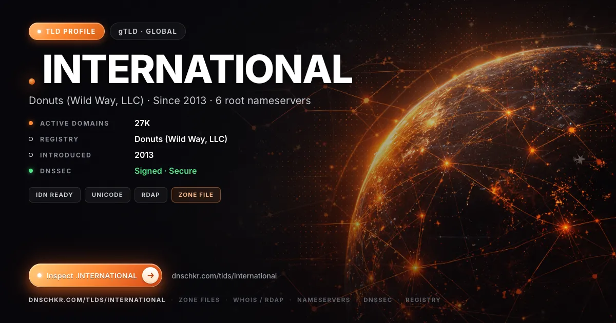 .international TLD — domains, registry, and DNSSEC overview