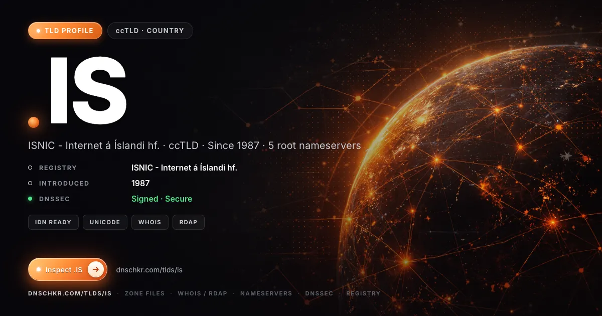 .is TLD — domains, registry, and DNSSEC overview