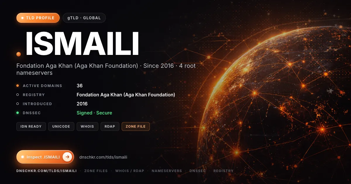 .ismaili TLD — domains, registry, and DNSSEC overview