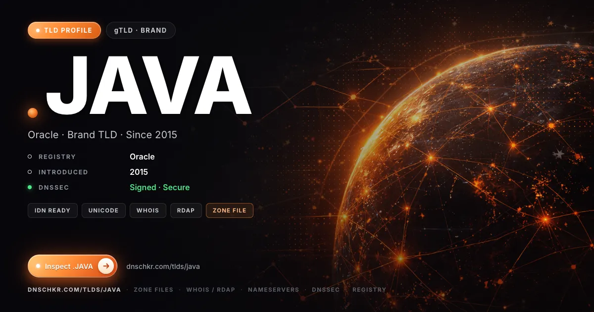 .java TLD — domains, registry, and DNSSEC overview