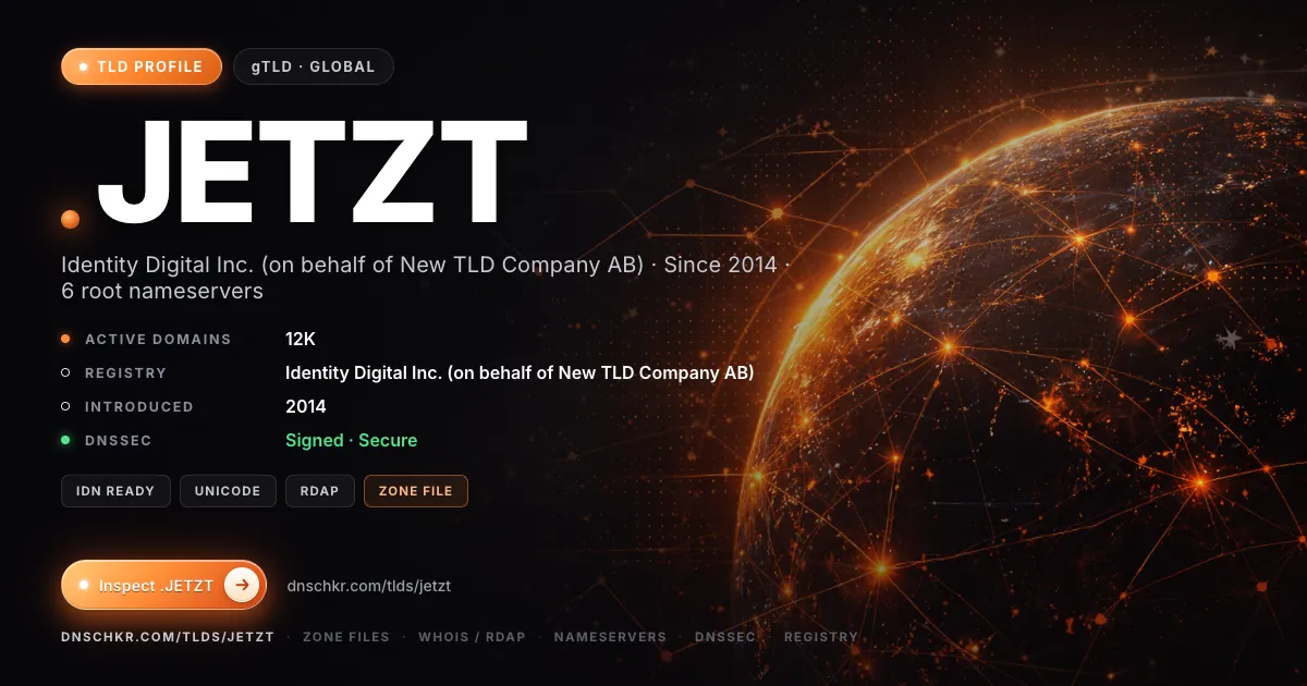 .jetzt TLD — domains, registry, and DNSSEC overview