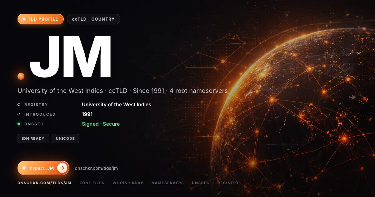 .jm TLD — domains, registry, and DNSSEC overview