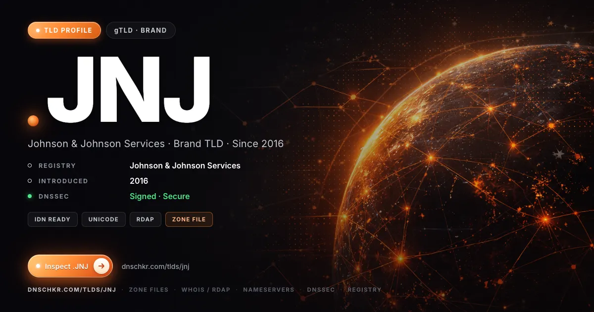 .jnj TLD — domains, registry, and DNSSEC overview