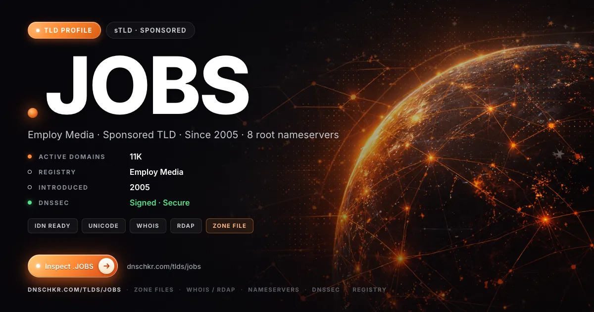 .jobs TLD — domains, registry, and DNSSEC overview
