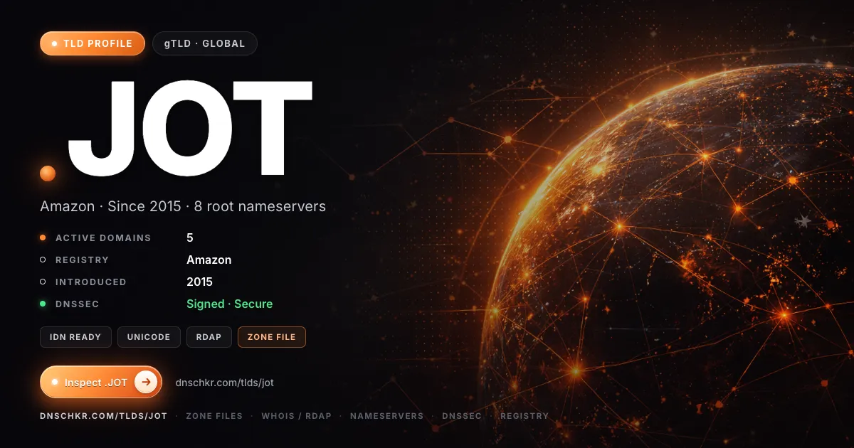 .jot TLD — domains, registry, and DNSSEC overview