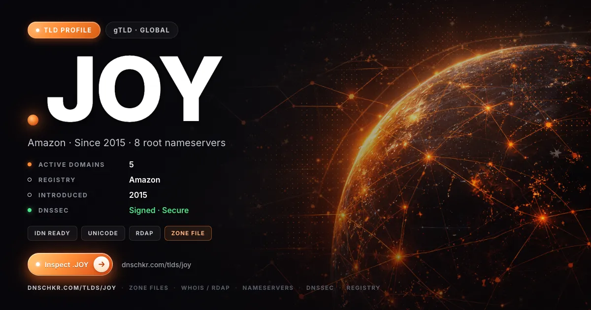 .joy TLD — domains, registry, and DNSSEC overview