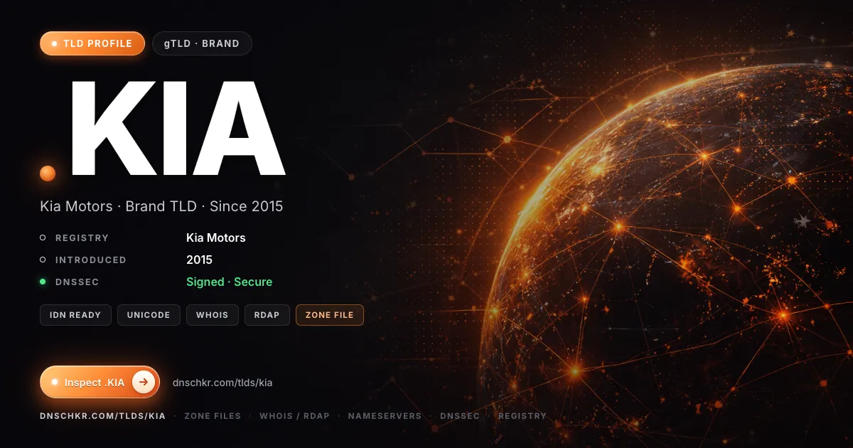 .kia TLD — domains, registry, and DNSSEC overview