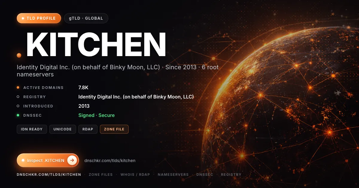 .kitchen TLD — domains, registry, and DNSSEC overview
