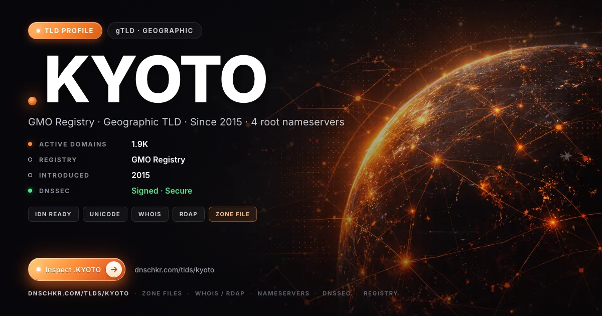 .kyoto TLD — domains, registry, and DNSSEC overview