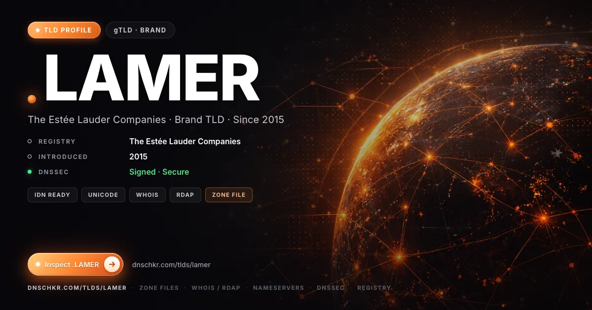 .lamer TLD — domains, registry, and DNSSEC overview