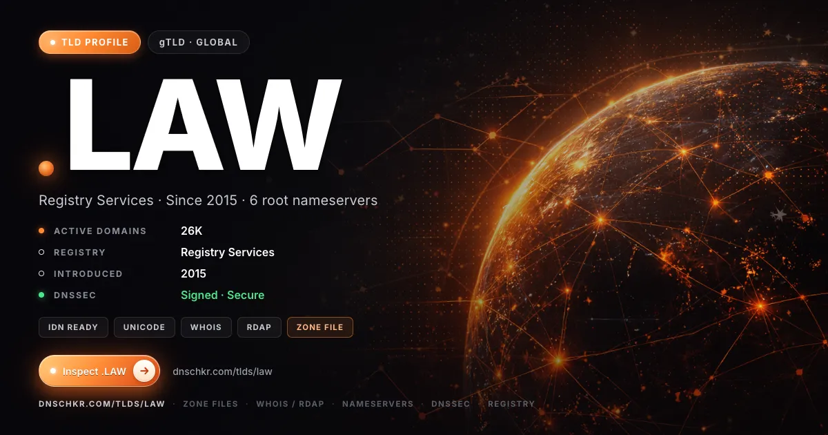 .law TLD — domains, registry, and DNSSEC overview