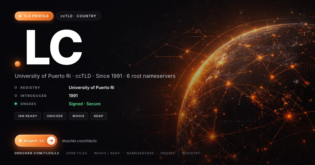 .lc TLD — domains, registry, and DNSSEC overview