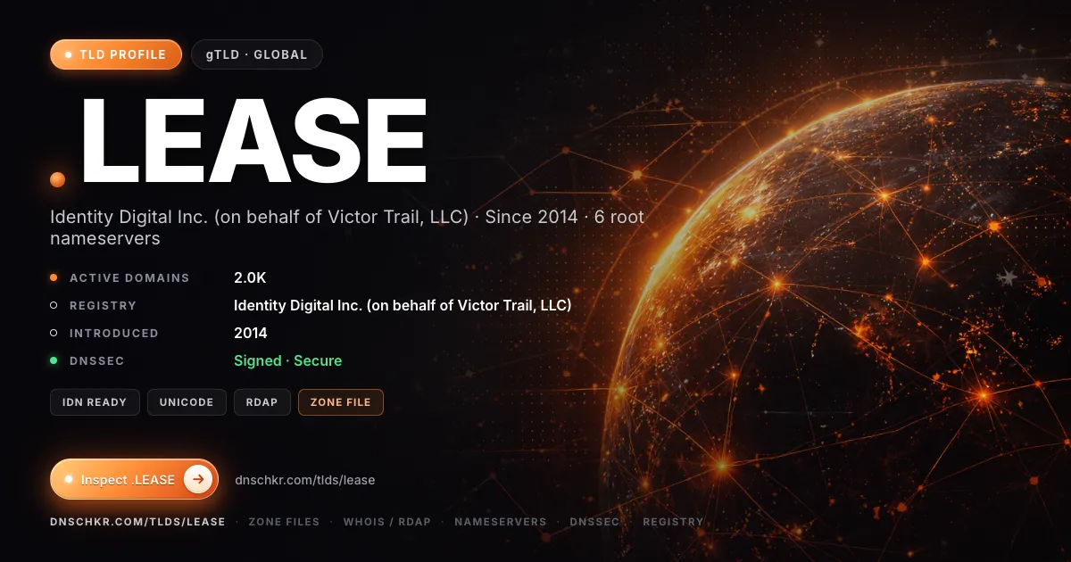 .lease TLD — domains, registry, and DNSSEC overview