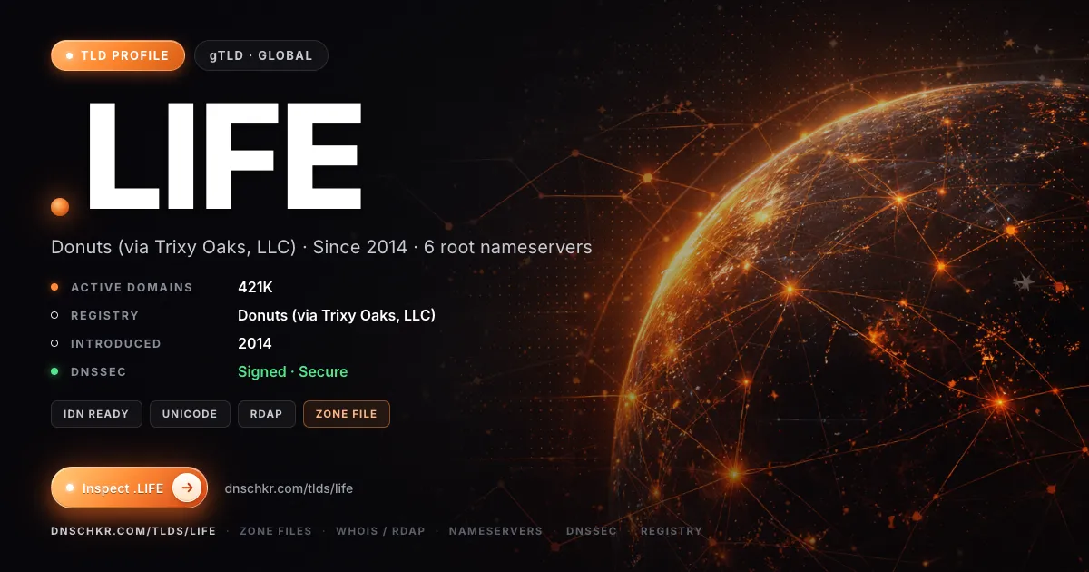 .life TLD — domains, registry, and DNSSEC overview