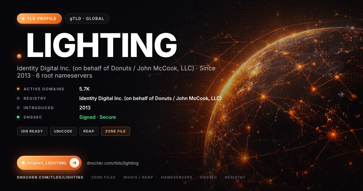 .lighting TLD — domains, registry, and DNSSEC overview