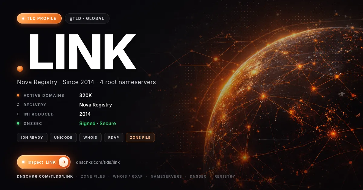 .link TLD — domains, registry, and DNSSEC overview
