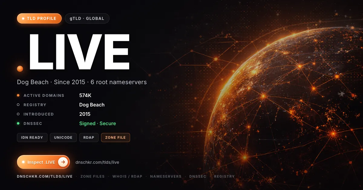 .live TLD — domains, registry, and DNSSEC overview