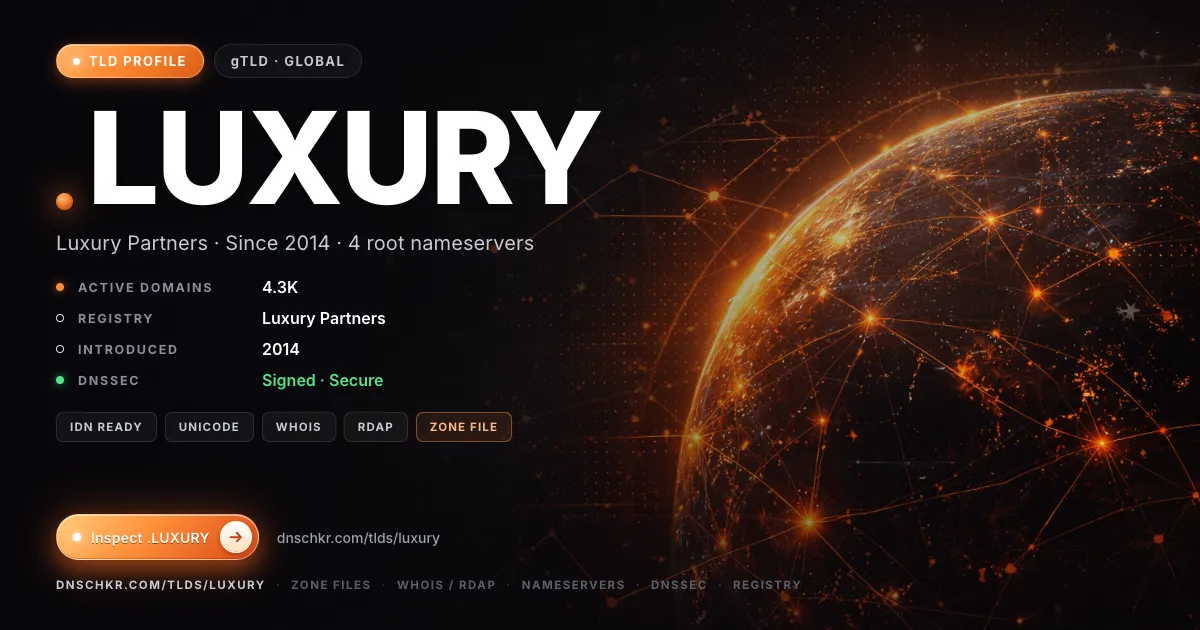 .luxury TLD — domains, registry, and DNSSEC overview
