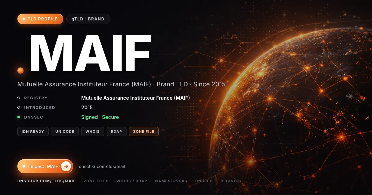 .maif TLD — domains, registry, and DNSSEC overview