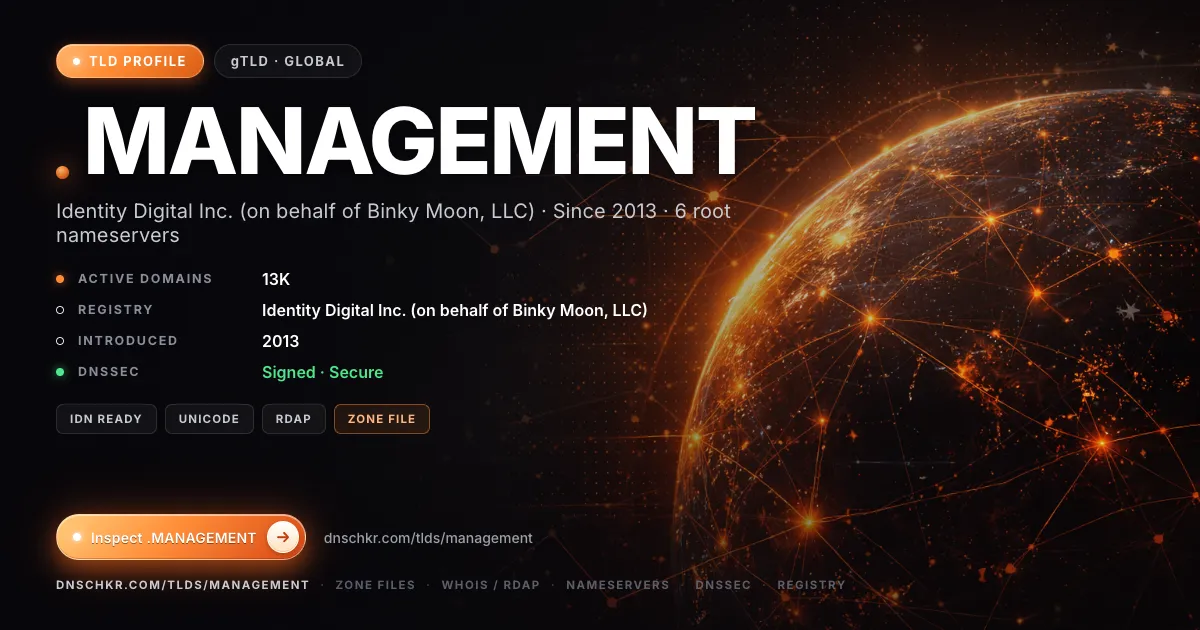 .management TLD — domains, registry, and DNSSEC overview