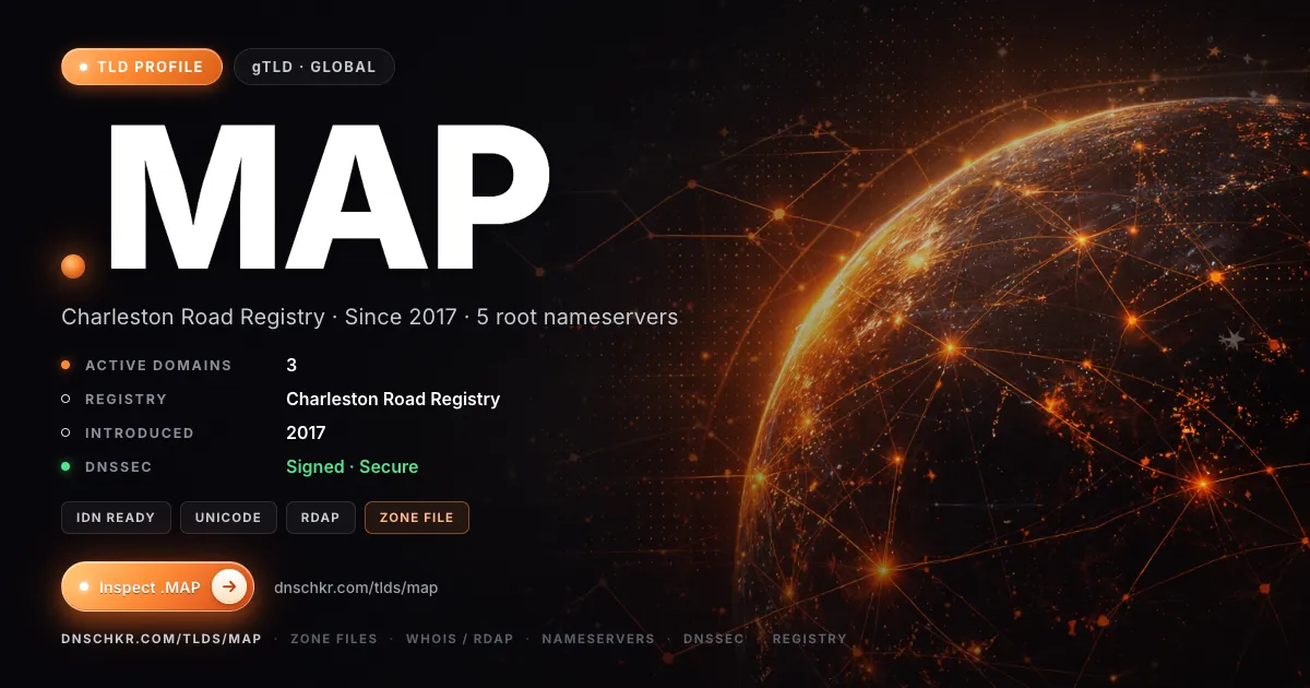 .map TLD — domains, registry, and DNSSEC overview