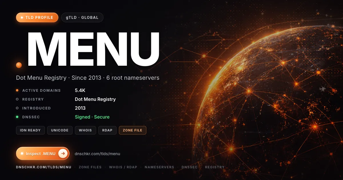 .menu TLD — domains, registry, and DNSSEC overview