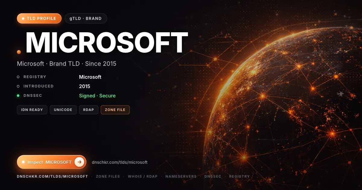.microsoft TLD — domains, registry, and DNSSEC overview