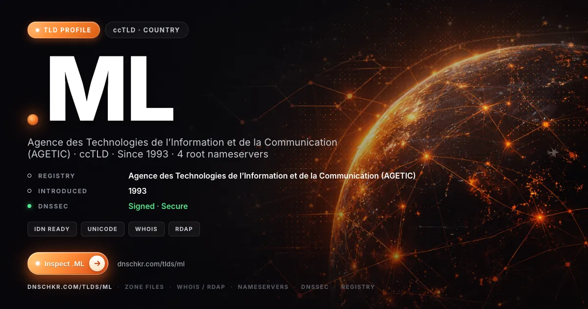 .ml TLD — domains, registry, and DNSSEC overview