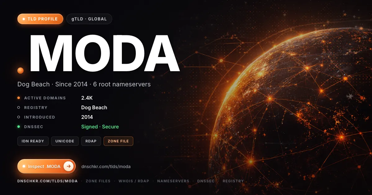 .moda TLD — domains, registry, and DNSSEC overview