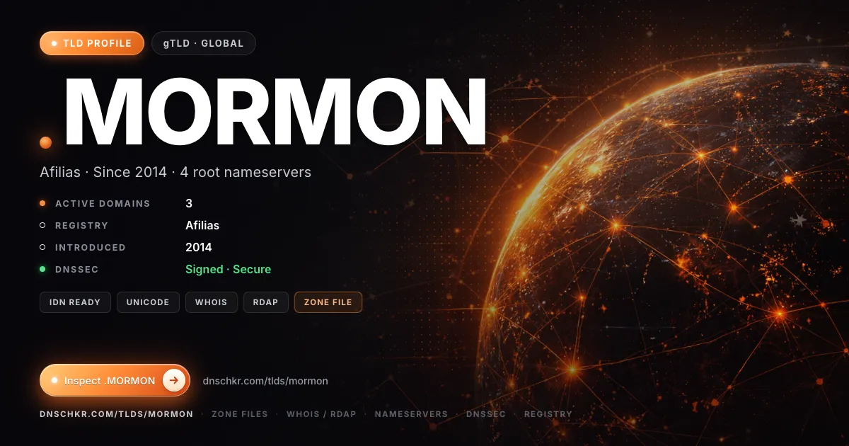 .mormon TLD — domains, registry, and DNSSEC overview