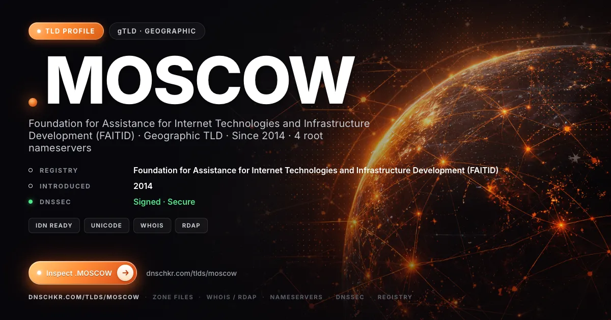 .moscow TLD, domains, registry, and DNSSEC overview