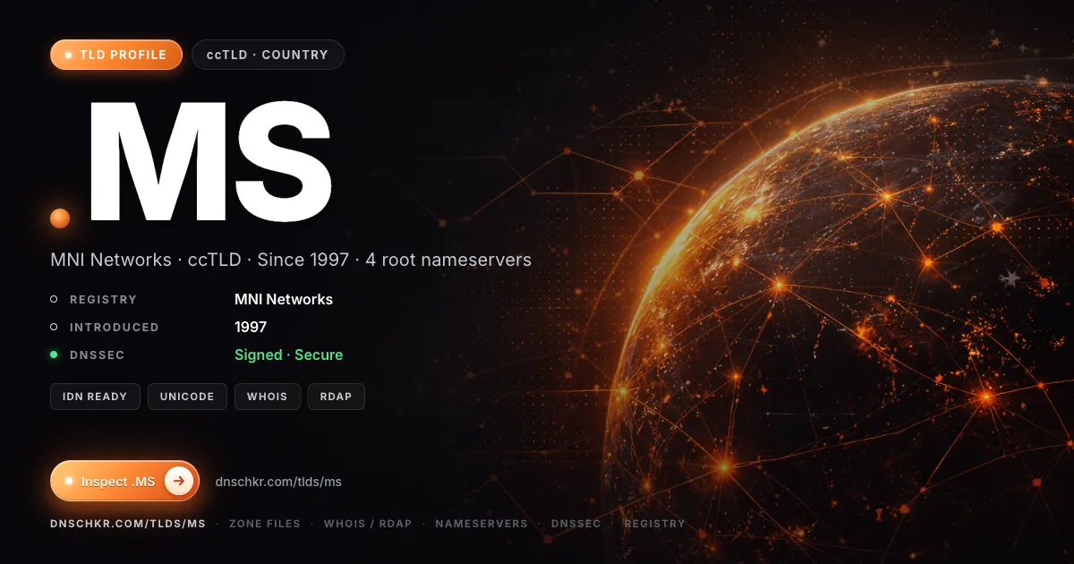 .ms TLD — domains, registry, and DNSSEC overview