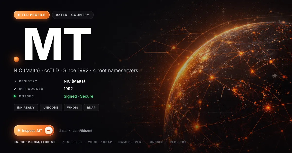 .mt TLD — domains, registry, and DNSSEC overview